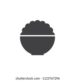 Rice bowl vector icon. filled flat sign for mobile concept and web design. Traditional Japanese food simple solid icon. Symbol, logo illustration. Pixel perfect vector graphics