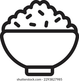 Rice bowl vector icon. Japanese rice bowl. Cooked rice. 