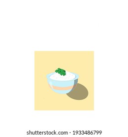 rice bowl vector image with coriander leaf