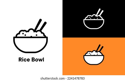 rice bowl vector outline style Editable strokes. Pixel perfect.
