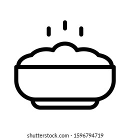 rice bowl vector thin line icon 