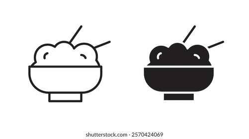 Rice bowl vector web icons set