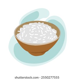 rice bowl with wooden bowl