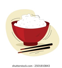 Rice bowl with wooden chopsticks 