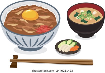rice bowl_donburi_Gyudon
beef bowl
Beef bowl with egg