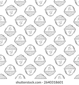 rice bowls pattern. rice seamless pattern. doodle rice seamless pattern. rice bowls background