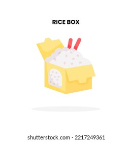 Rice Box flat icon, with Chopstick Vector Illustration for Food Graphic Design Element. Isolated on white background