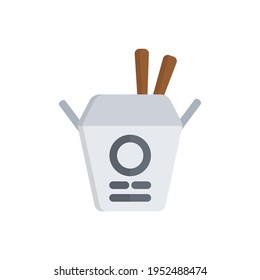 Rice box food delivery flat icon vector illustration design, this vector is suitable for icons, logos, illustrations, stickers, books, covers, etc.