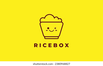 Logo de la caja de arroz concepto plano minimalista para el negocio de entrega de alimentos