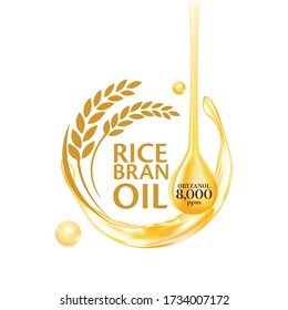 Rice bran oil. Vector illustration.