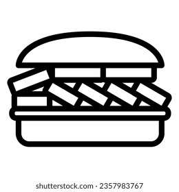 Rice burger line icon, asian food concept, riceburger vector sign on white background, outline style icon for mobile concept and web design. Vector graphics