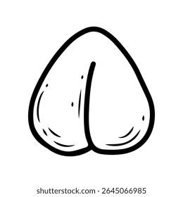 Rice cake Mochi. Hand drawn doodle vector. Traditional Asian food. Soft dessert with different fillings. Sweet dough. Restaurant menu. Illustration line art element.