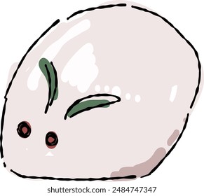 Rice cake of the rabbit, freehand drawing illustration.