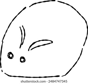 Rice cake of the rabbit, line drawing illustration.