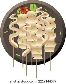 Rice cake skewers cuisine. Korean snack dish