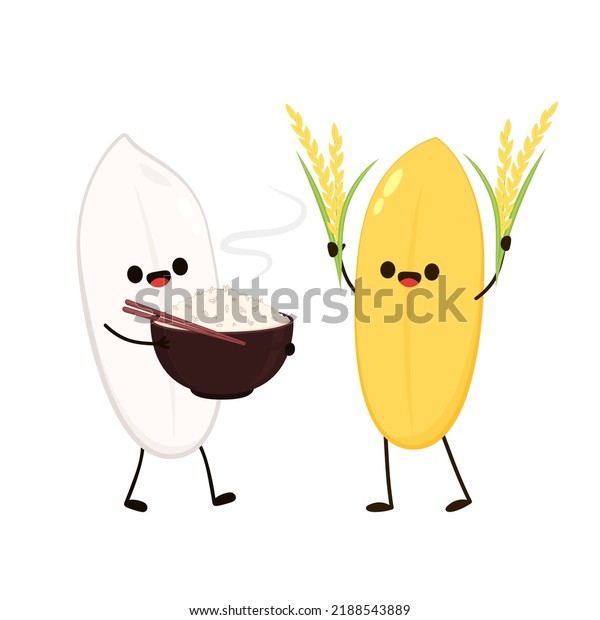 Rice Cartoon Rice Bowl On White Stock Vector Royalty Free 2188543889 Shutterstock