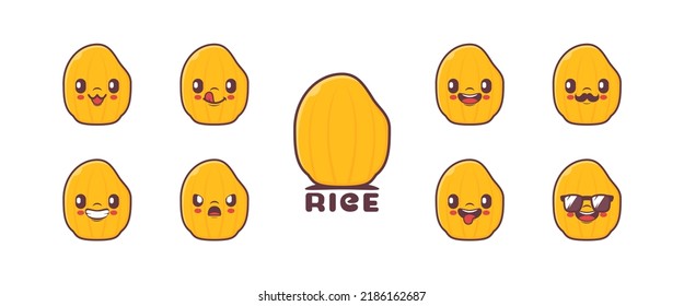 rice cartoon. plant seed vector illustration. icon, emoticons, cartoons. isolated on a white background