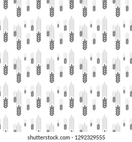 Rice cereal ears, vector seamless pattern. Sketch hand drawn illustration. Asian food package background. eps 10.