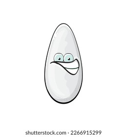 Rice character. Cartoon rice grain characters isolated on white background. Funky rice character with eyes and mouth. Vector white rice clip art, emoji, label and sticker