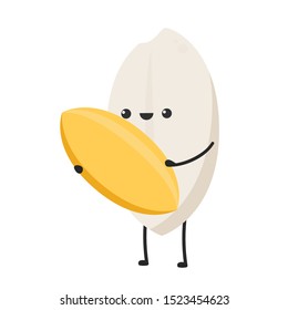 Rice character design. rice vector on white background. rice seed.