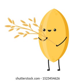 Rice character design. rice vector on white background. rice seed.