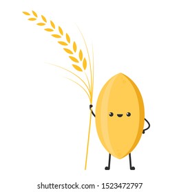 Rice character design. rice vector on white background. rice seed. Oat symbol vector.