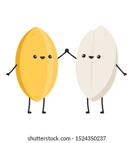 Rice character design. rice vector on white background. rice seed.