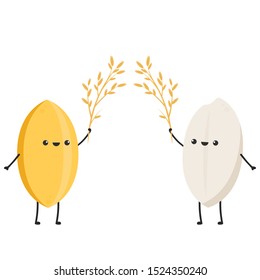 Rice character design. rice vector on white background. rice seed.