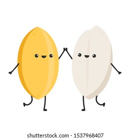 Rice character design. rice vector on white background. rice seed.