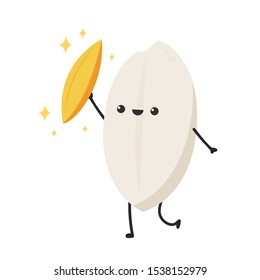Rice character design. rice vector on white background. rice seed.