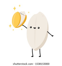Rice character design. rice vector on white background. rice seed.