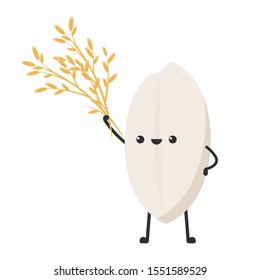 Rice character design. rice vector on white background. rice seed.