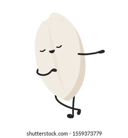 Rice character design. rice vector on white background. rice seed. Paddy