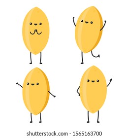 Diseño de carácter de arroz. vector de arroz sobre fondo blanco. semilla de arroz. vector arrozal.