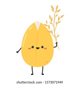 Rice character design. rice vector on white background. rice seed.