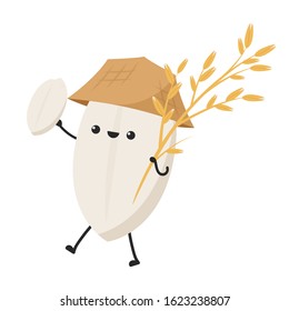 Rice character design. rice vector on white background. rice seed.
