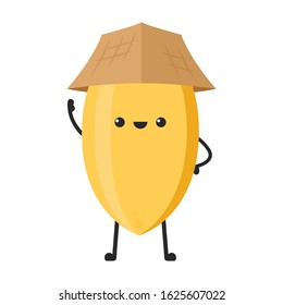 Rice character design. rice vector on white background. rice seed.