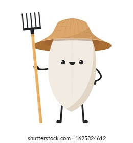 Rice character design. rice vector on white background. rice seed.