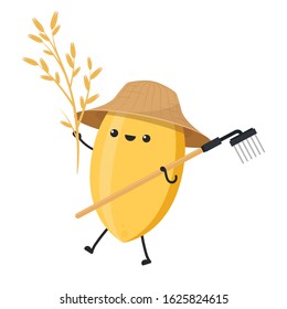 Rice character design. rice vector on white background. rice seed.