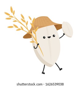 Rice character design. rice vector on white background. rice seed.