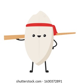 Rice character design. rice vector on white background. rice seed. Chopsticks vector.