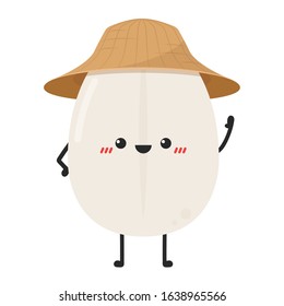 Rice character design. rice vector on white background. rice seed.