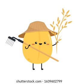 Rice character design. rice vector on white background. rice seed.