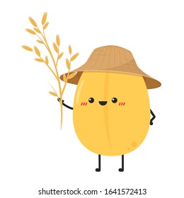 Rice character design. rice vector on white background. rice seed.