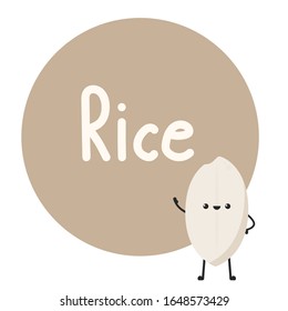 Diseño de carácter de arroz. vector de arroz sobre fondo blanco. 