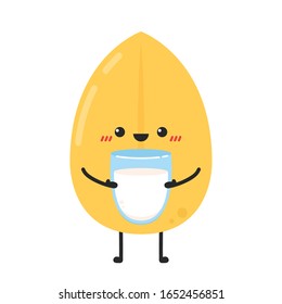 Rice character design. rice vector on white background. rice seed. Oat milk.