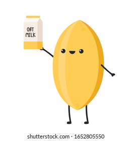Rice character design. rice vector on white background. rice seed. Oat milk.
