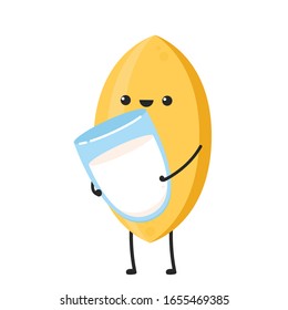 Rice character design. rice vector on white background. rice seed. Oat milk.