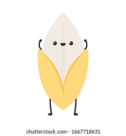 Rice character design. rice vector on white background. rice seed.