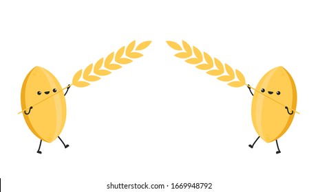Rice character design. rice vector on white background. rice seed.